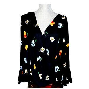 Emma and Olive L black flowered  top L